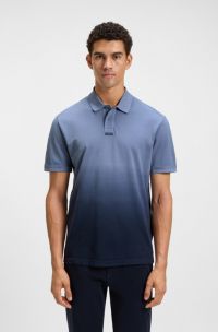 Polo de piqué de algodón con efecto degradado, Azul