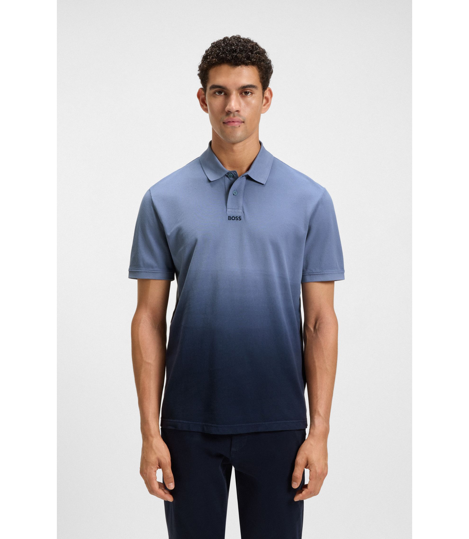 BOSS - コットンピケ ポロシャツ グラデーションエフェクト - ブルー