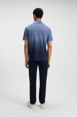 Cotton-piqu&eacute; polo shirt with degrad&eacute; effect, Blue