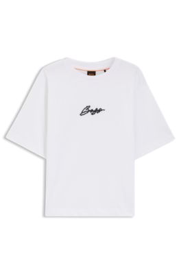 Cotton-jersey T-shirt with printed artwork, White
