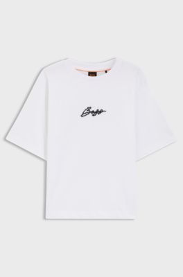 Cotton-jersey T-shirt with printed artwork, White