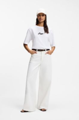 Cotton-jersey T-shirt with printed artwork, White