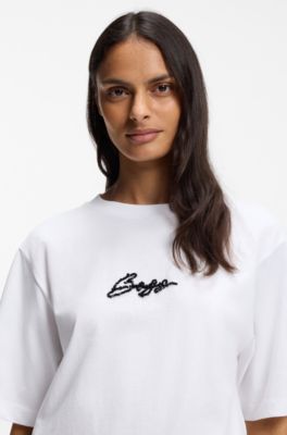 Cotton-jersey T-shirt with printed artwork, White