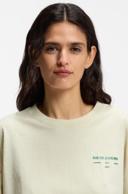 Cotton-jersey T-shirt with printed artwork, Light Green