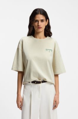 T-shirt en jersey de coton avec motif imprim&eacute;, Chaux