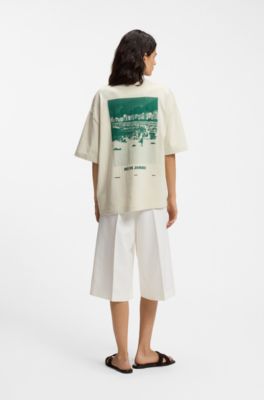 Cotton-jersey T-shirt with printed artwork, Light Green