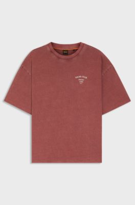 Cotton-jersey T-shirt with printed artwork, Dark Red