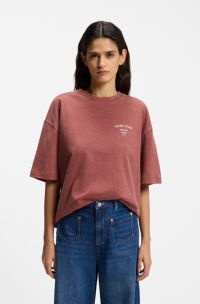 Cotton-jersey T-shirt with printed artwork, Dark Red