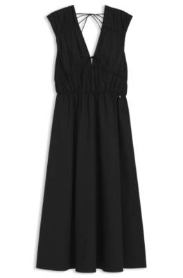 Boss Cotton-poplin dress with gathered details sommarklänningar dam – bild 4
