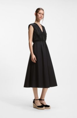 Boss Cotton-poplin dress with gathered details sommarklänningar dam – bild 2