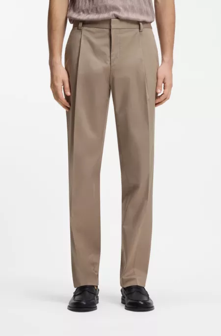 Slim-fit trousers in paper-touch stretch cotton