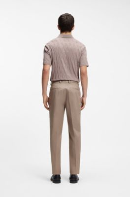 Slim-fit broek van stretchkatoen met paper-touch afwerking., Lichtbruin