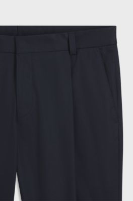 Pantaloni slim fit in cotone elasticizzato paper-touch, Blu scuro