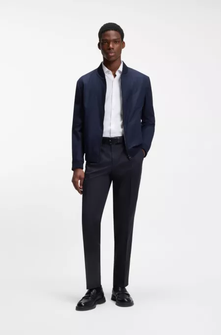 Slim-fit trousers in paper-touch stretch cotton