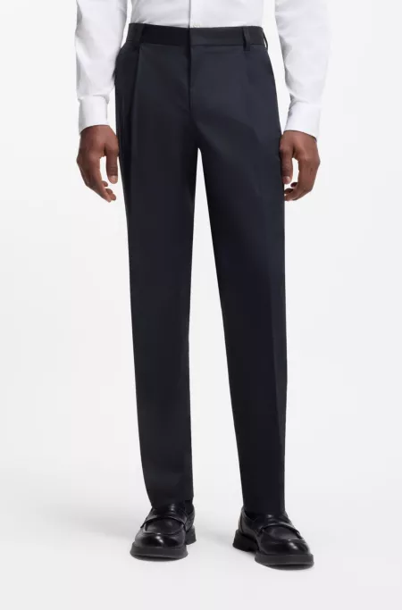 Slim-fit trousers in paper-touch stretch cotton