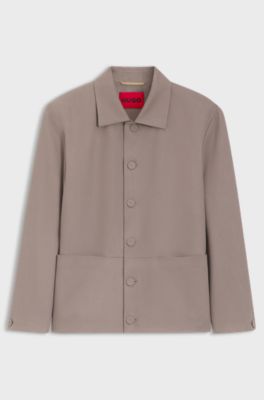 Modern-fit jacket with shirt styling, Light Brown