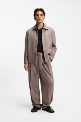 Modern-fit jacket with shirt styling, Light Brown