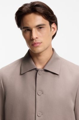 Modern-fit jacket with shirt styling, Light Brown