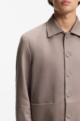 Modern-fit jacket with shirt styling, Light Brown