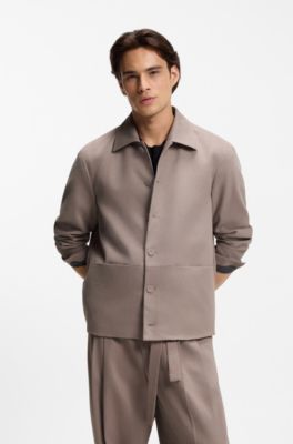 Modern-fit jacket with shirt styling, Light Brown