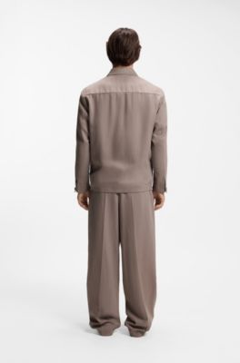 Modern-fit jacket with shirt styling, Light Brown