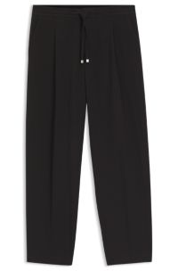 Modern-fit trousers in stretch-cotton seersucker, Black