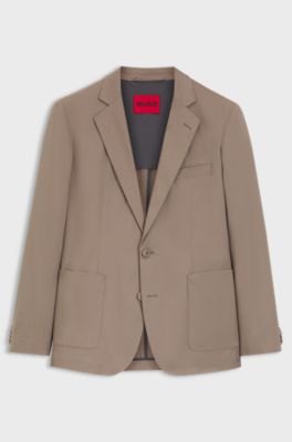 Slim-fit jacket in stretch cotton, Light Brown