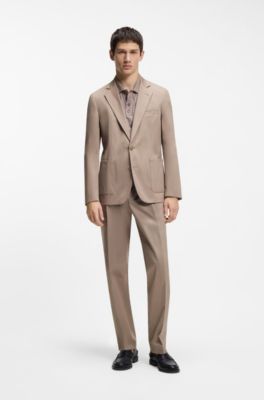 Slim-fit jacket in stretch cotton, Light Brown