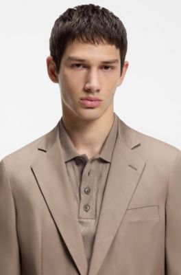 Slim-fit jacket in stretch cotton, Light Brown