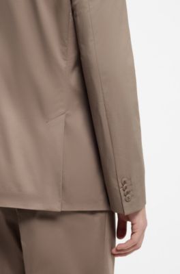 Slim-fit jacket in stretch cotton, Light Brown