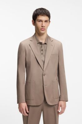 Slim-fit jacket in stretch cotton, Light Brown