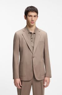 Slim-fit jacket in stretch cotton, Light Brown
