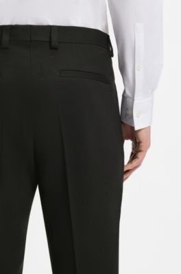 Extra slim-fit twill broek van een wolmix, Zwart