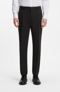 Extra slim-fit twill broek van een wolmix, Zwart