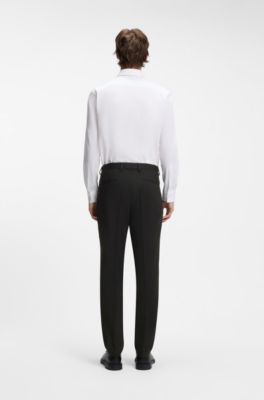 Pantalon Extra Slim en twill de laine m&eacute;lang&eacute;e, Noir