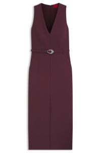 V-neck dress with buckle detail, Dark Purple