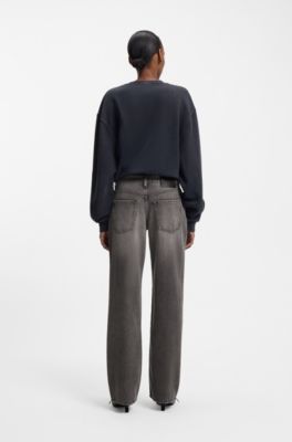 Straight-fit jeans in grey denim with buttoned fly, Light Grey