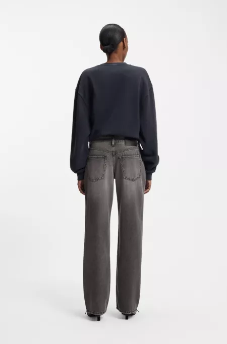 Straight-fit jeans in grey denim with buttoned fly