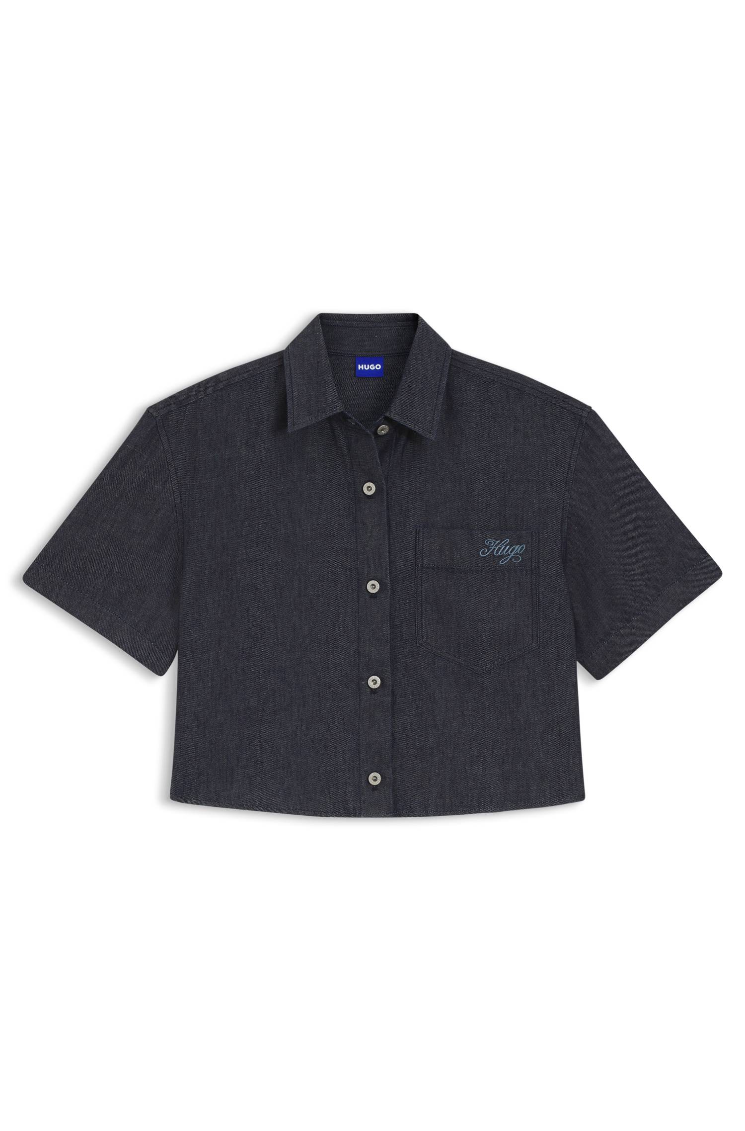 Hugo Relaxed-fit cropped blouse in lightweight denim skjortor & blusar dam – bild 4
