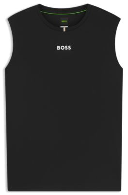 BOSS - Active ノースリーブ ロゴTシャツ クイックドライファブリック