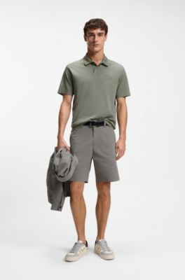 Polo relaxed fit in cotone intrecciato con logo grafico, Grigio