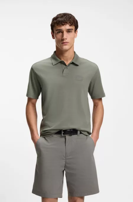 Relaxtes Poloshirt aus Interlock-Baumwolle mit Logo-Artwork