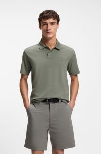 Relaxed-fit interlock-cotton polo shirt with logo artwork, Grey