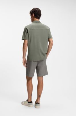 Relaxed-fit interlock-cotton polo shirt with logo artwork, Grey