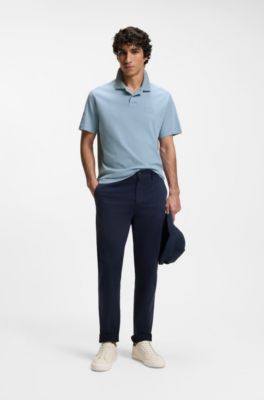 Relaxed-fit interlock-cotton polo shirt with logo artwork, Light Blue