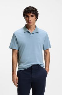 Relaxed-fit interlock-cotton polo shirt with logo artwork, Light Blue