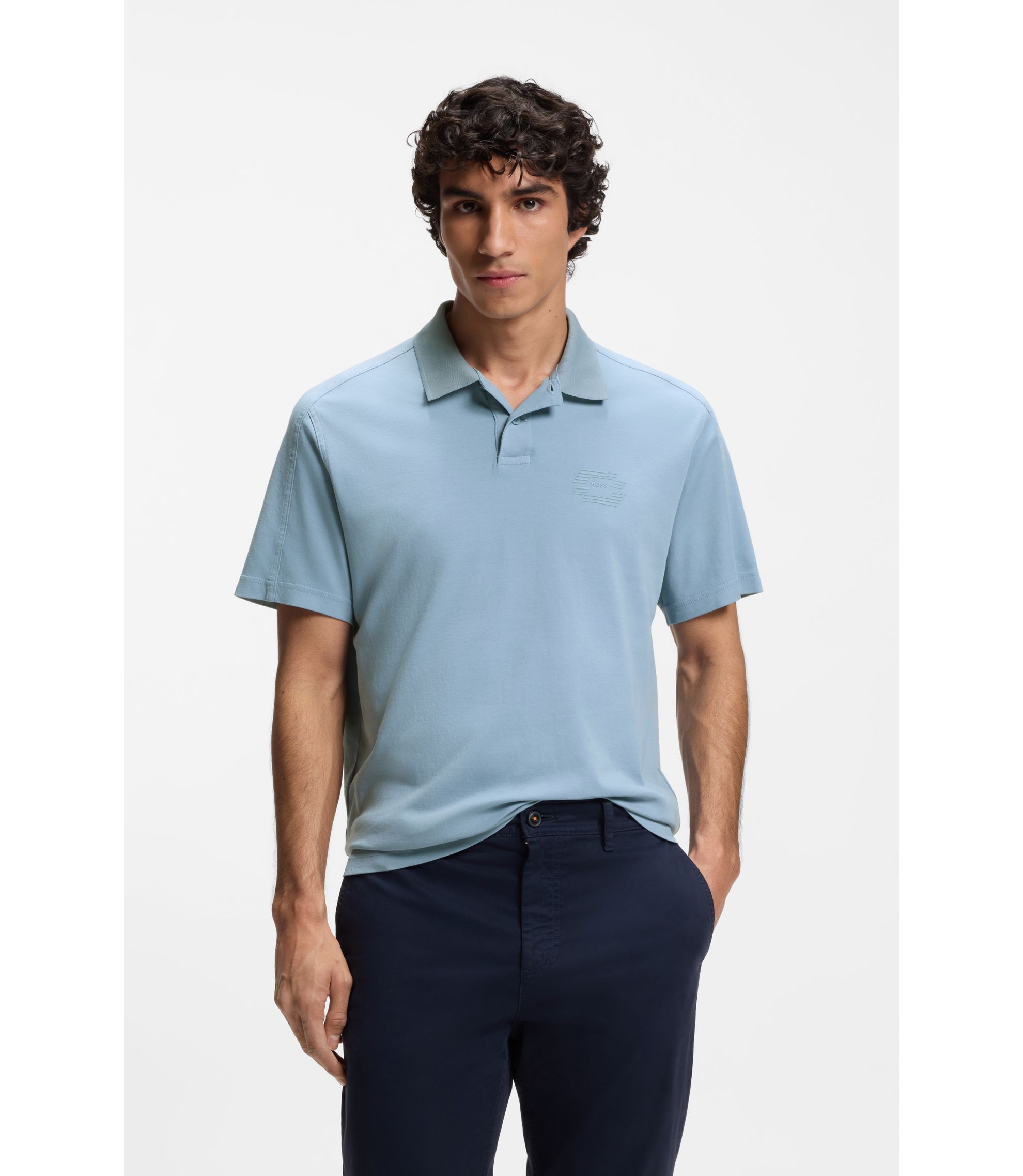 Relaxtes Poloshirt aus Interlock-Baumwolle mit Logo-Artwork