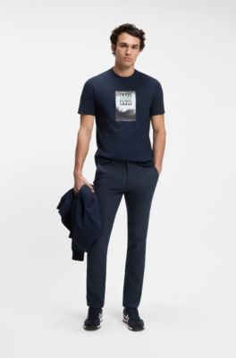 Chino Slim Fit en twill stretch, Bleu fonc&eacute;
