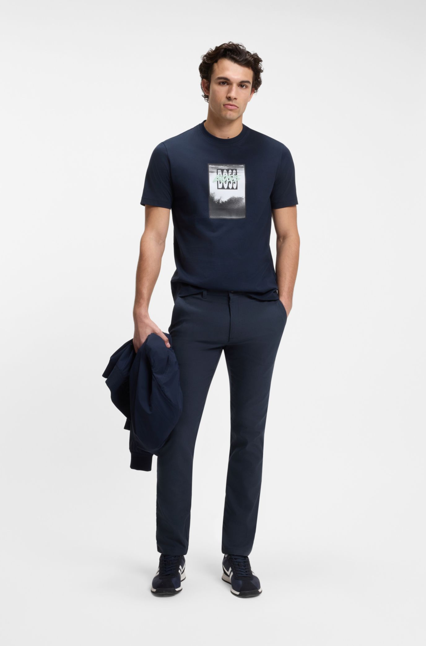 BOSS ゴルフ用インナーウェア　スリムフィット BOSS - スリムフィットチノ ストレッチツイル - ダークブルー