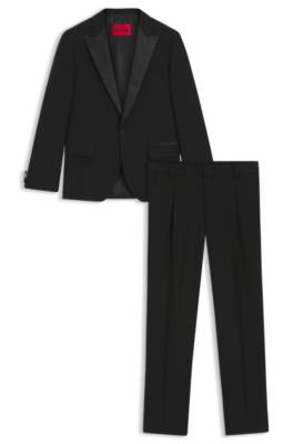 Three-piece slim-fit suit in stretch micro jacquard 1